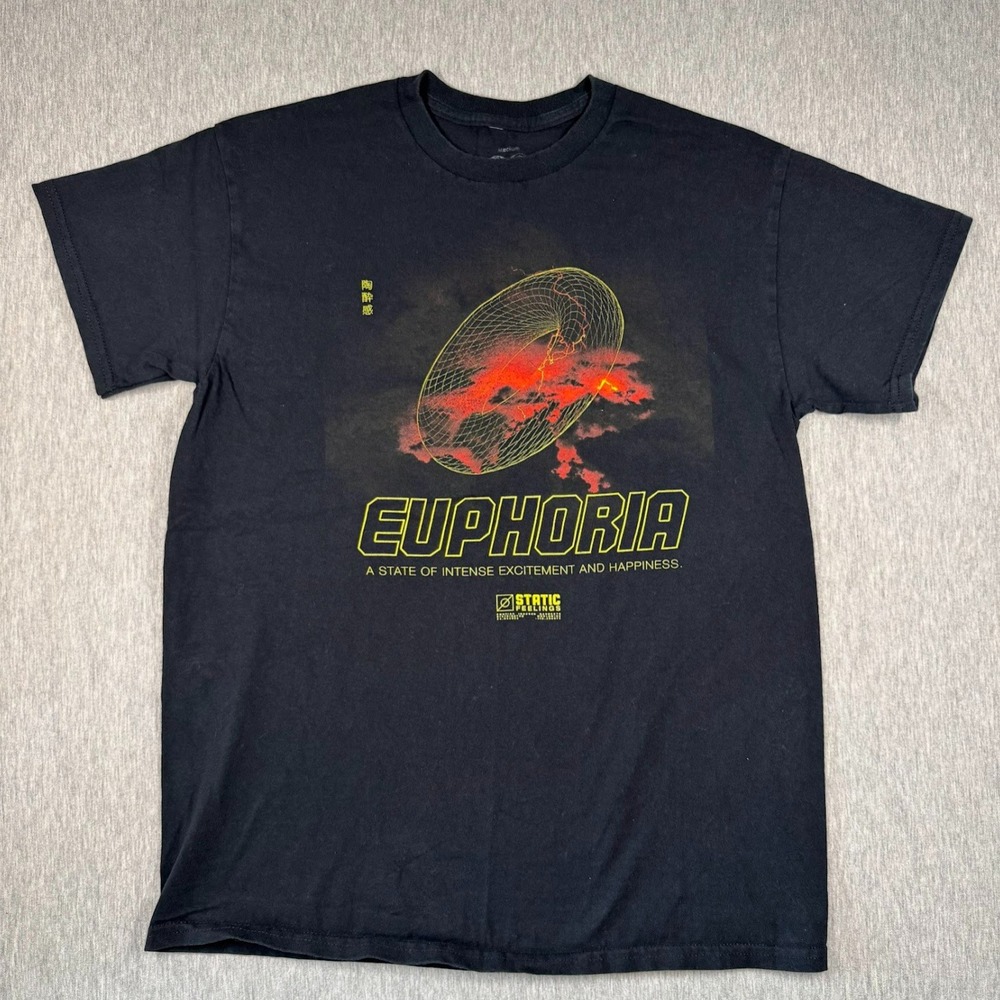 12oz‎ Soda Euphoria Graphic Tee Black Medium Static Feelings Cyber Graphic Shirt